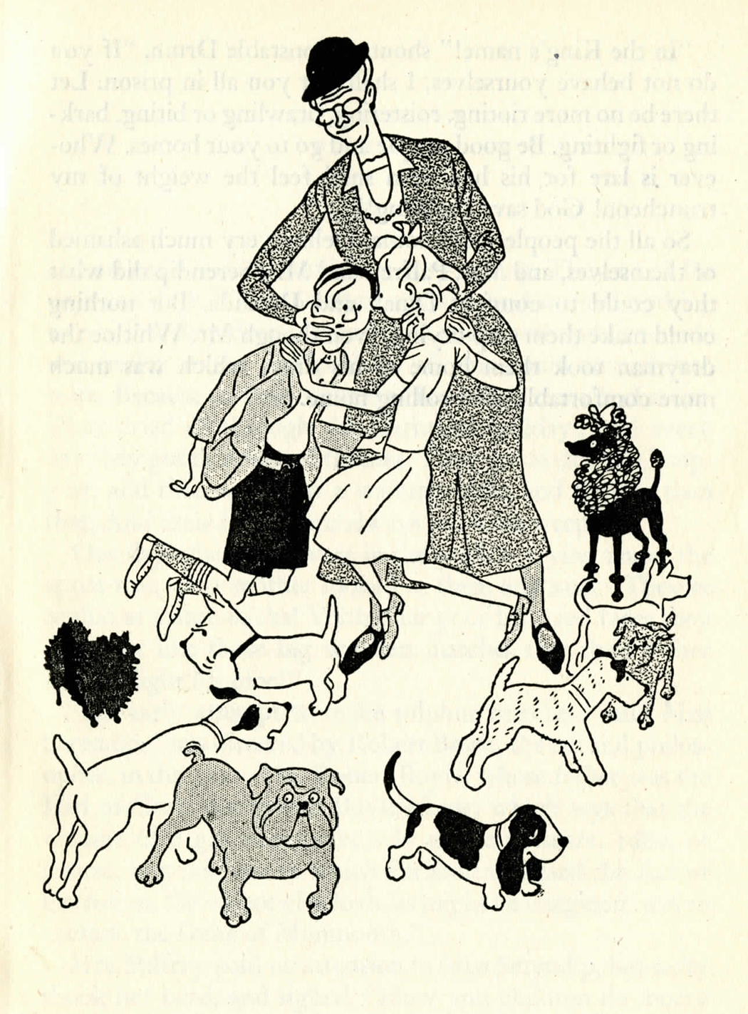 Dogs!   Illustration by Nicholas Bently from The Wind on the Moon