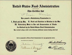 Flosie Garrison certificate, 1918
