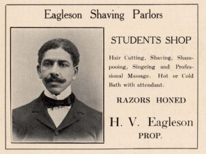 Eagleson Shaving Parlors newspaper advertisement