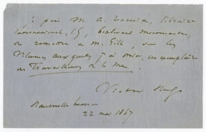Letter from Victor Hugo, May 22, 1867.
