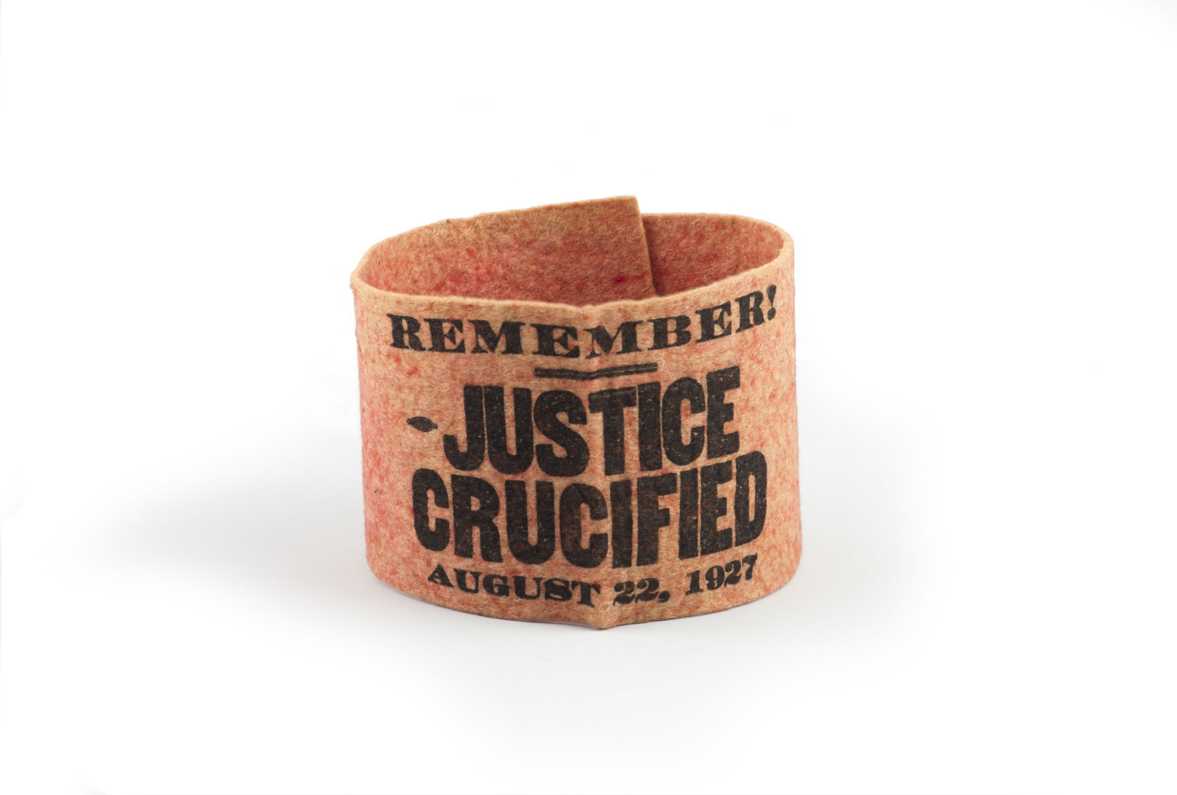 One of the red arm bands worn by mourners at Sacco and Vanzetti’s funeral
