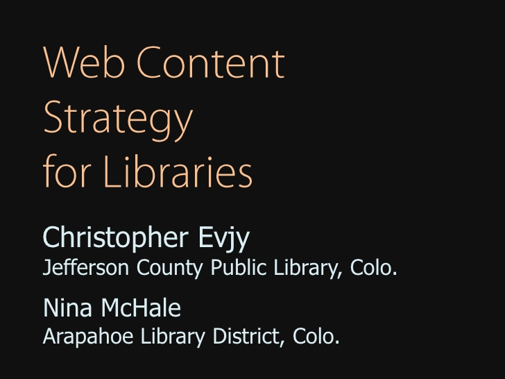Opening slide of Web Content Strategy slideshow