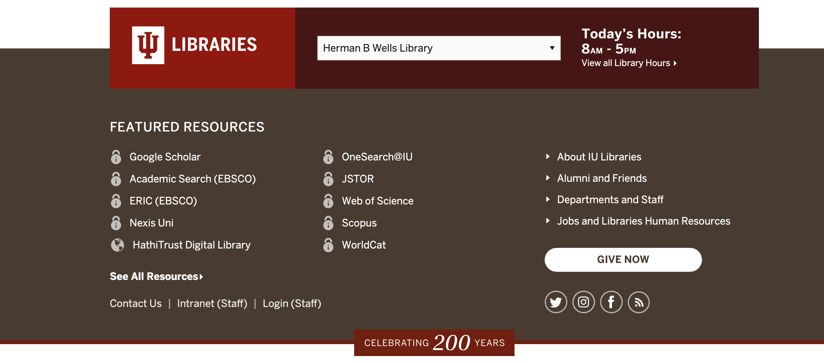 Footer of website showcasing some of our most popular databases