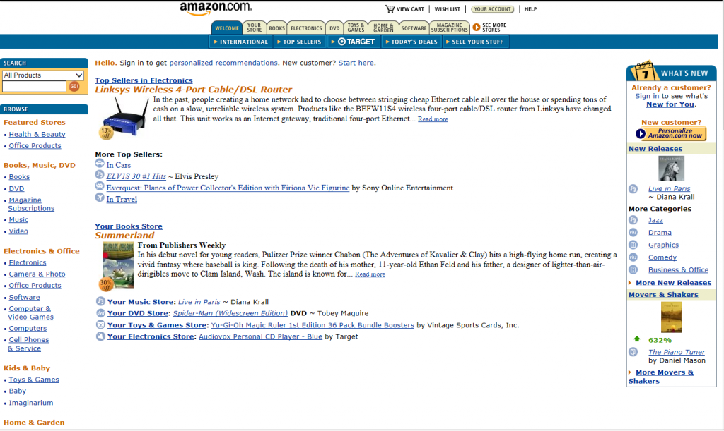 amazon.com home page in 2002