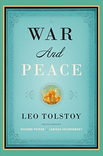 Light blue cover of War and Peace by Leo Tolstoy
