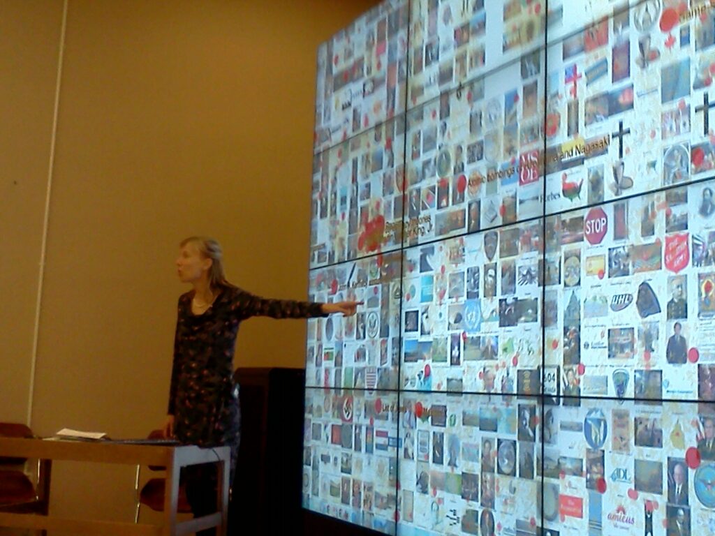 Image 1: Dr. Katy Börner presents a visualization based on open Wikipedia data