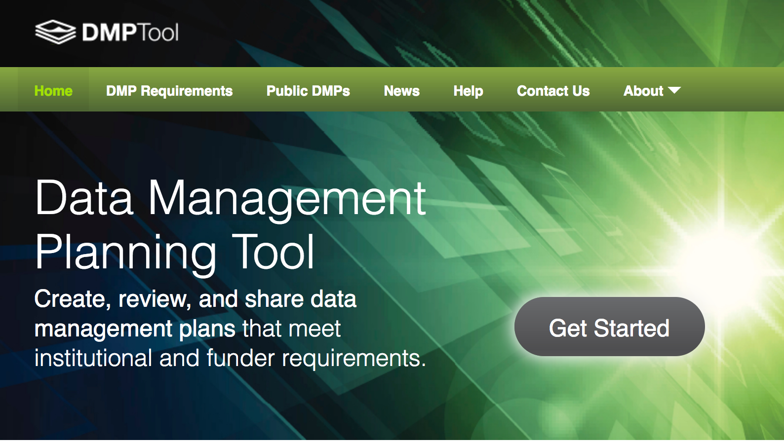 Image 1: Data Management Planning Tool (dmptool.org) homepage