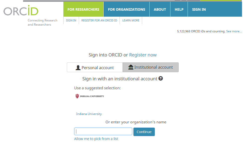 Image 2: ORCiD home page and registration
