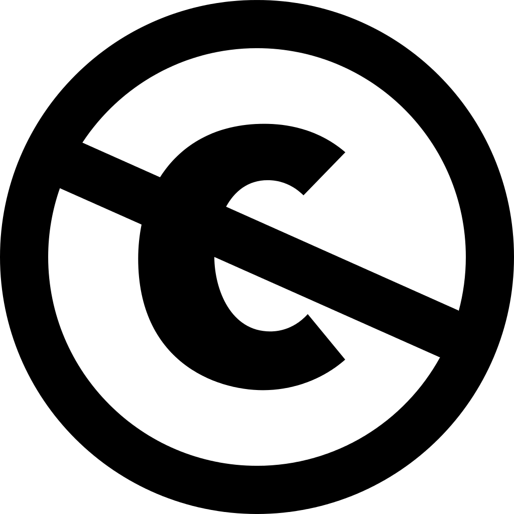 The letter "C" inside a circle with a slash-through (Public Domain Mark)