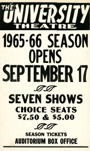 Poster advertising the University Theatre 1965-1966 season.