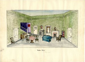 Set Design, from the University Theatre performances of Broken   Dishes, 1937.