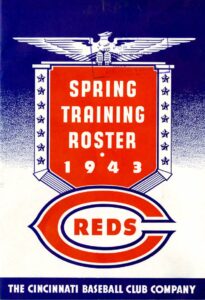  Scanned image of a 1943 spring training program for the Cincinnati Reds.