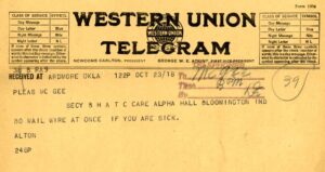  Scanned image of a telegram. 