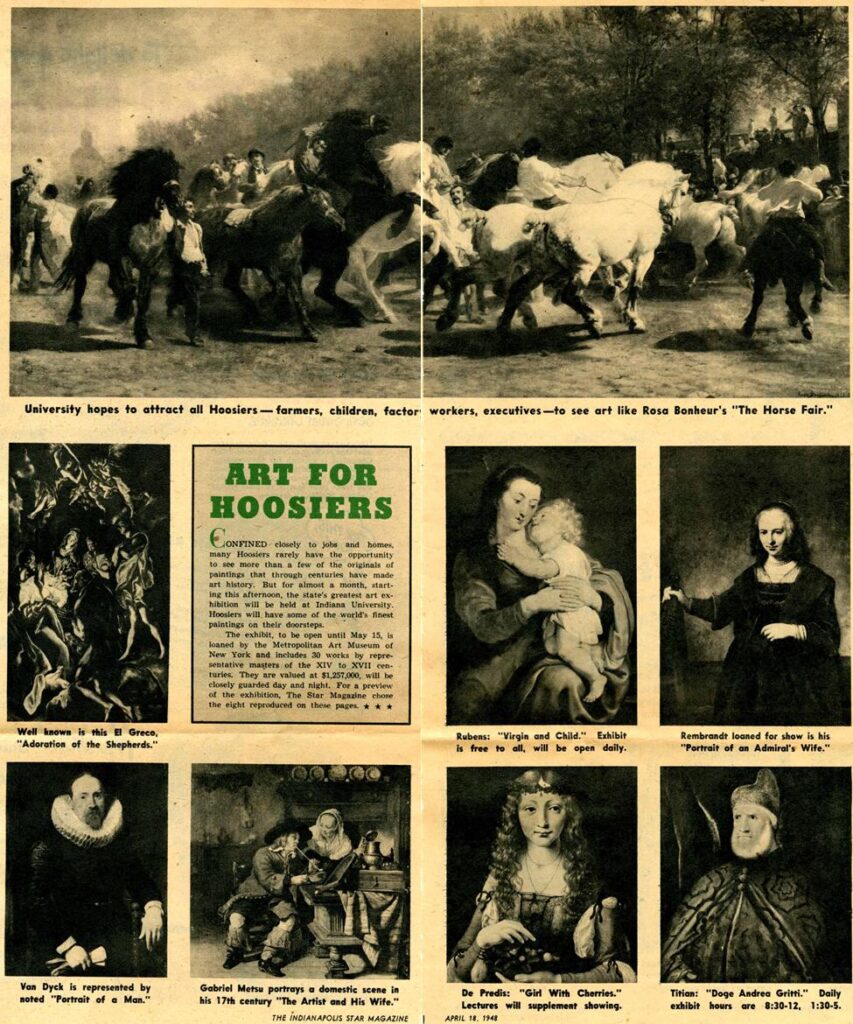  Scanned image of a page from Indianapolis Star Magazine showing scenes from a horse fair. 