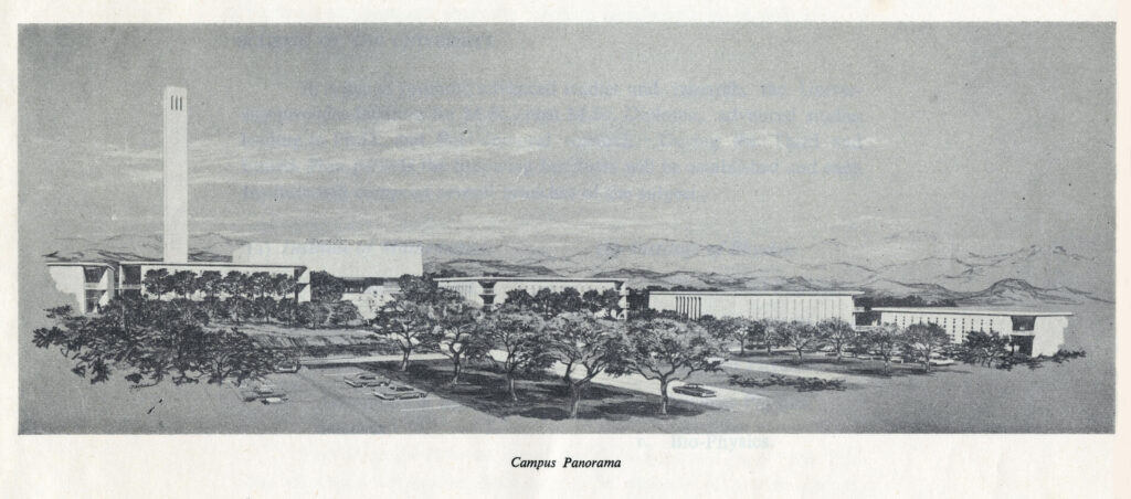 Panoramic image of the University of Islamabad campus from a 1967 booklet about the university.