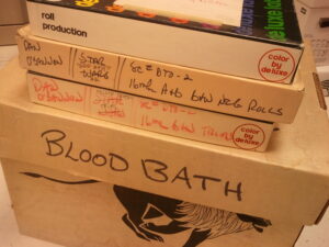 Dan O’Bannon’s 1968 Blood Bath materials (image courtesy of USC Hugh M. Hefner Moving Image Archive)