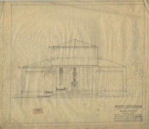 Architectural drawing of north elevation of the Lilly Library, circa 1955