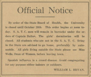 Notice printed in the Indiana Daily Student.