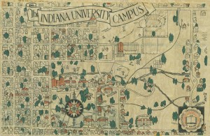 This campus map from 1930 shows the results of the War Memorial Fund.