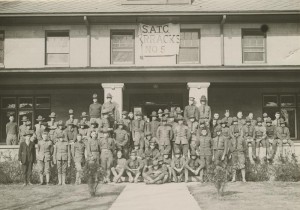 An IU fraternity house repurposed as a barracks in 1918.