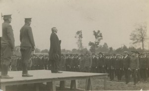 President Bryan speaks to WWI recruits during induction ceremony.