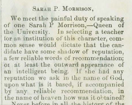 Sarah Parke Morrison was none too popular with IU students. 