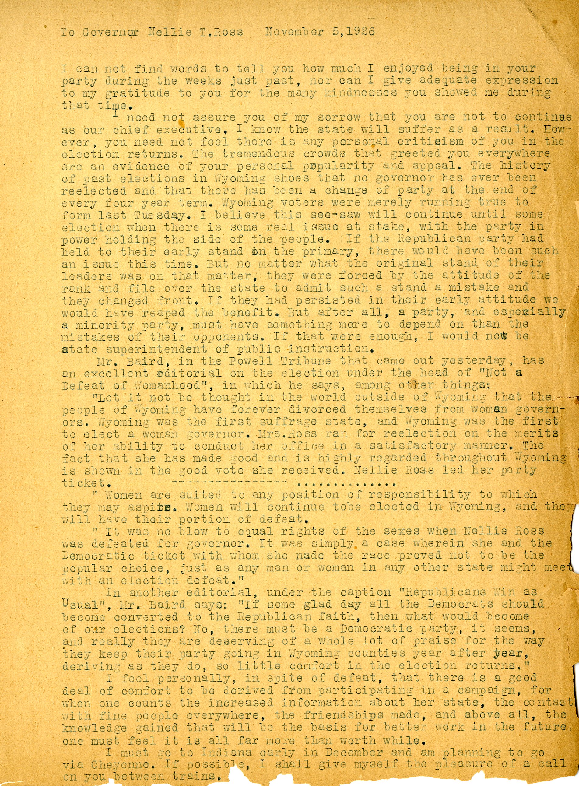 CCH to NTR, 5 November 1926