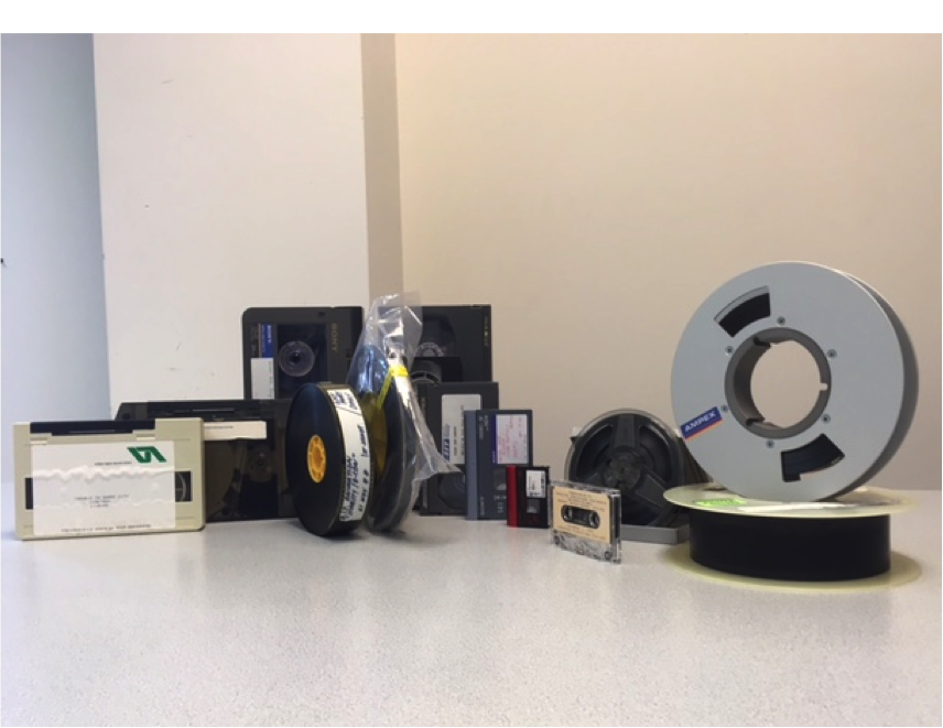 Decades of audio and video formats from AIT’s collection, some of which are now being digitized by MDPI.