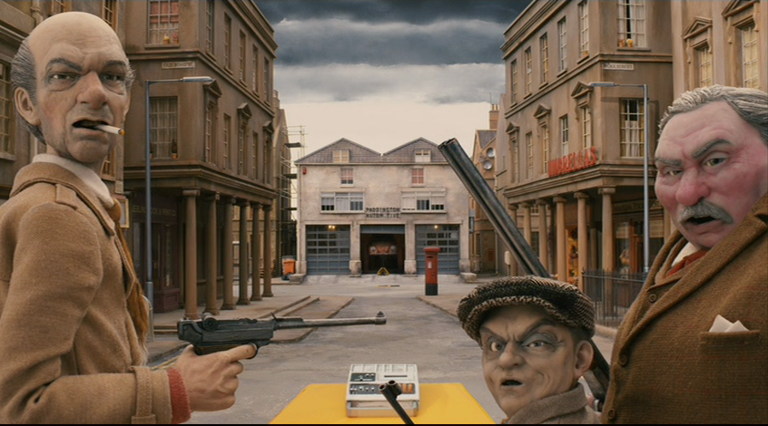 Image from the film Fantastic Mr. Fox showing the farmers with weapons.