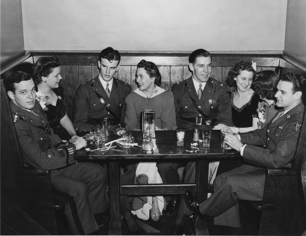Students attend a Military Ball at the IU Commons in the former Student Building in 1941