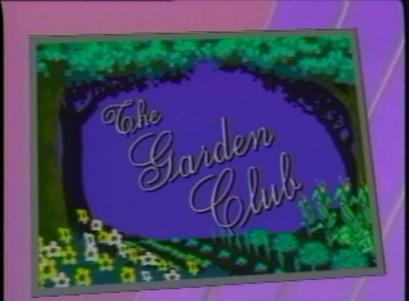 A screen grab of the opening animation for The Garden Club, a regular WSJV program featuring gardening advice with Mike Maloney. September 19, 1990.