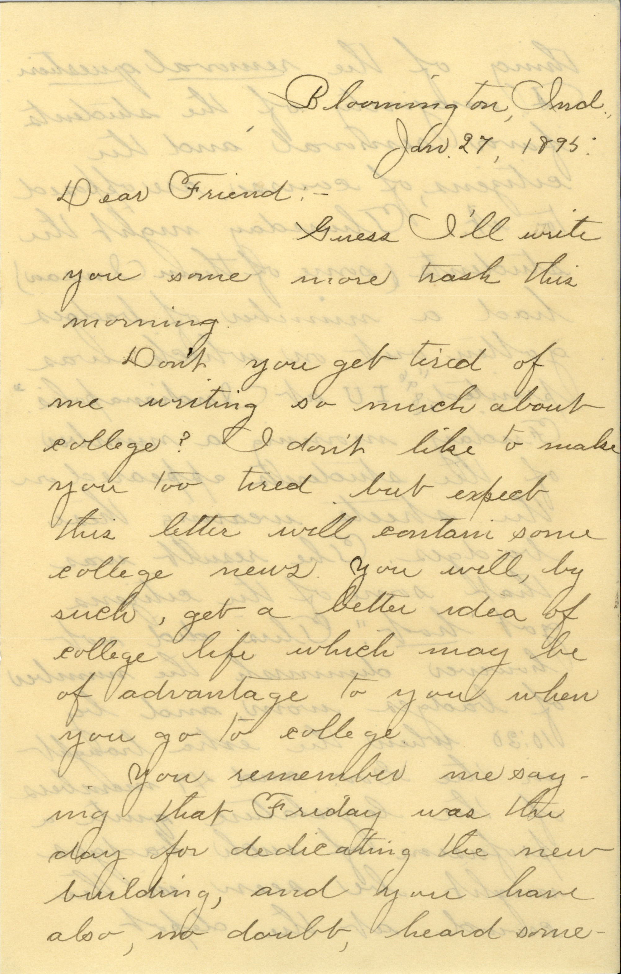 This is a scan of a letter from January 27, 1895 in cursive handwriting. 