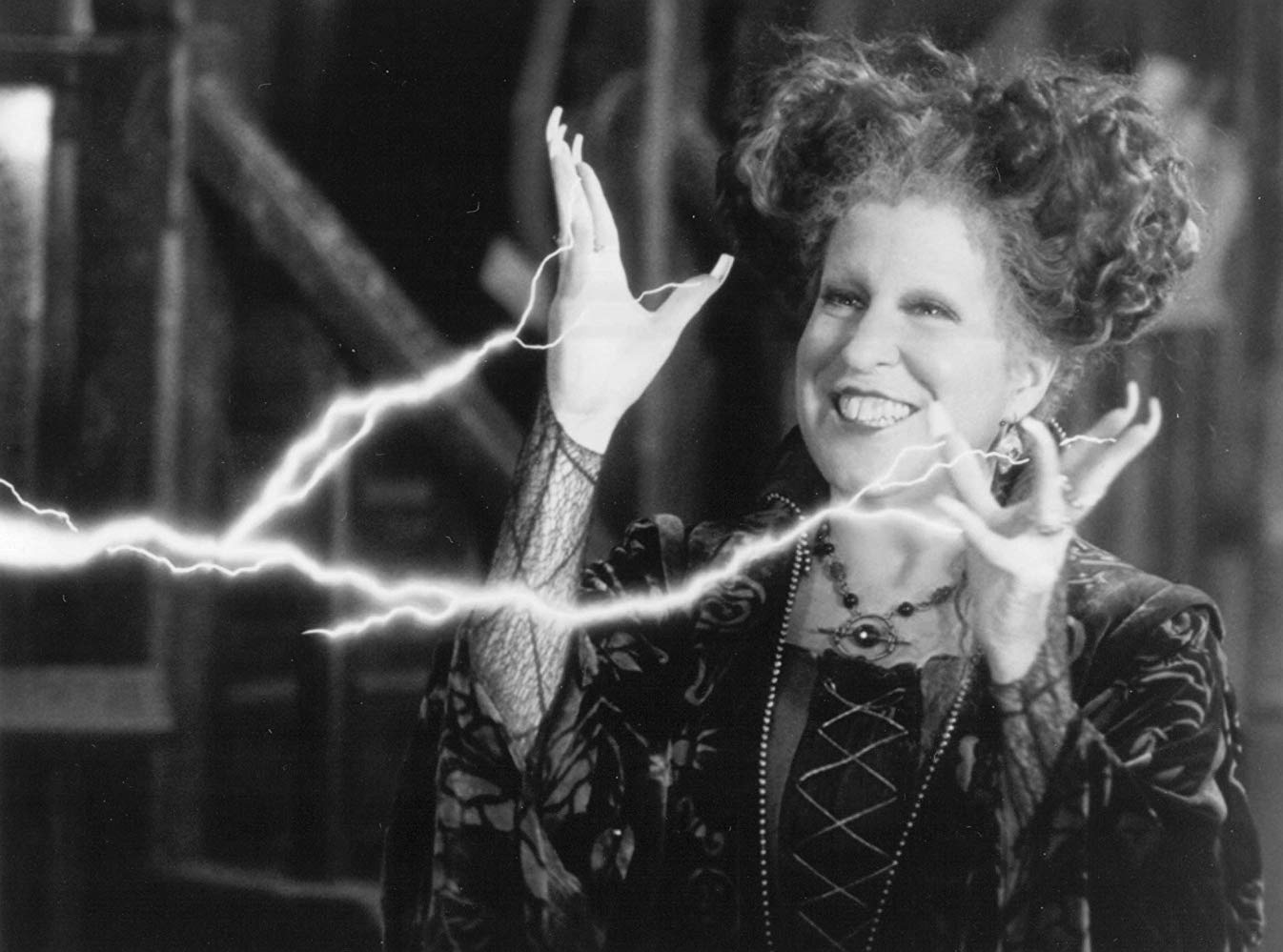 Image of actress Bette Midler playing a witch