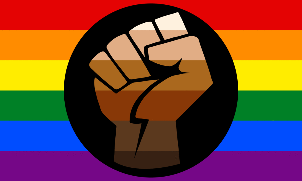 Creators mix Civil Rights/Black Lives Matter imagery with the rainbow flag associated with Gay Pride