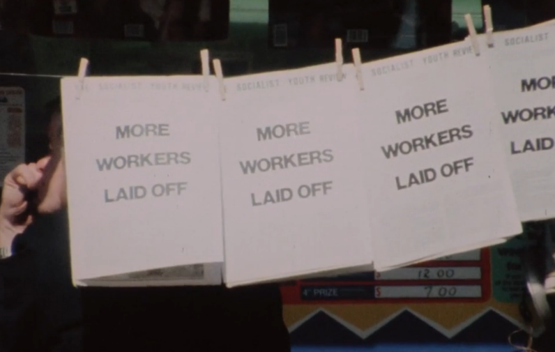 "More workers laid off" signage from the film, Born in Flames