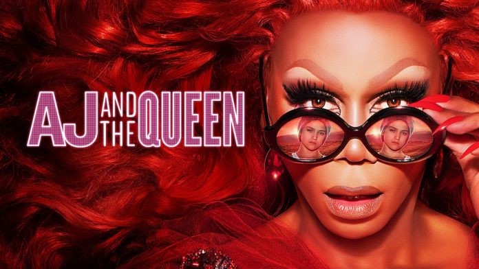 Picture of RuPaul from the Netflix comedy AJ and the Queen, RuPaul's glasses reflect the abandoned child who hides in RuPauls motor home across the country.