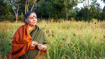 still image of Vandana Shiva  from the documentary, Vandana Shiva