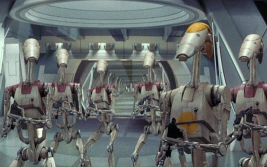 Images of robots from the sci-fi film, Star Wars The Phantom Menace