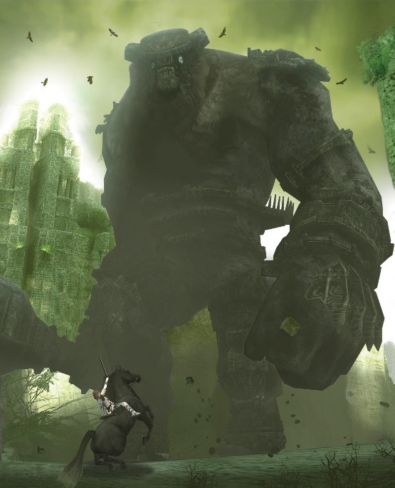 a still image from the video game, God of War: Shadow of the Colossus