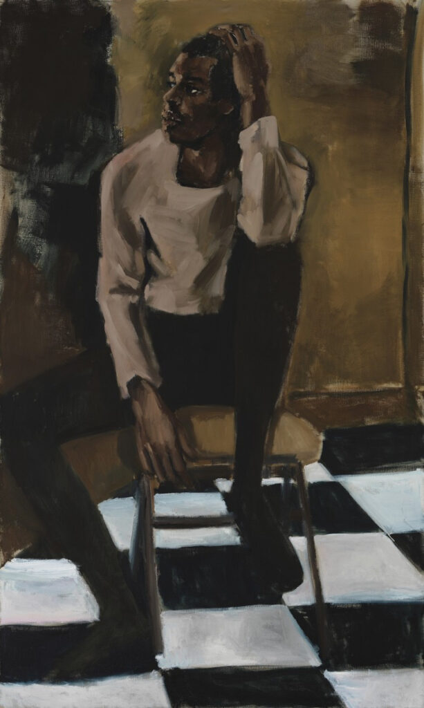 Portrait from Lynette Yiadom-Boakye. Medicine at Playtime, 2017. Top 30 Black Female Painters.