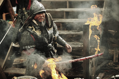 promotional image of an Asian warrior from the movie The Admiral; Roaring Currents