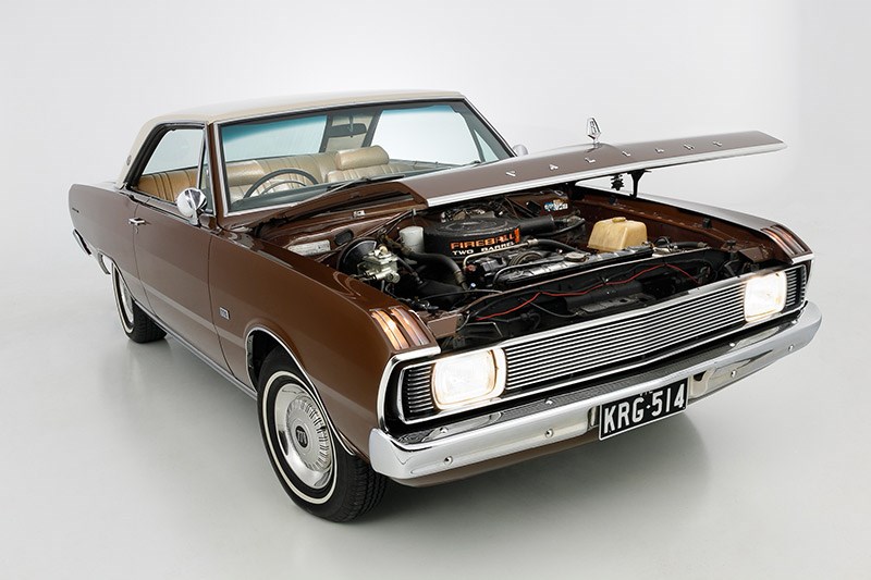 1970s Plymoth Valiant with the hood up