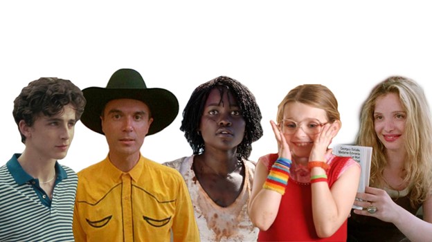 Five people pictured against a white background. From left to right, a boy with short curly hair and a blue-and-white striped shirt; a man in a Western-style yellow shirt and black cowboy hat; a woman in a summer top with medium-length hair; a girl with glasses, rainbow bracelets and a red tank top; and a woman with long blonde hair holding a pamphlet.