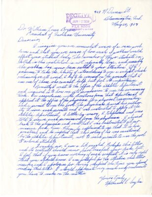 Handwritten cursive letter - transcript included in link. 