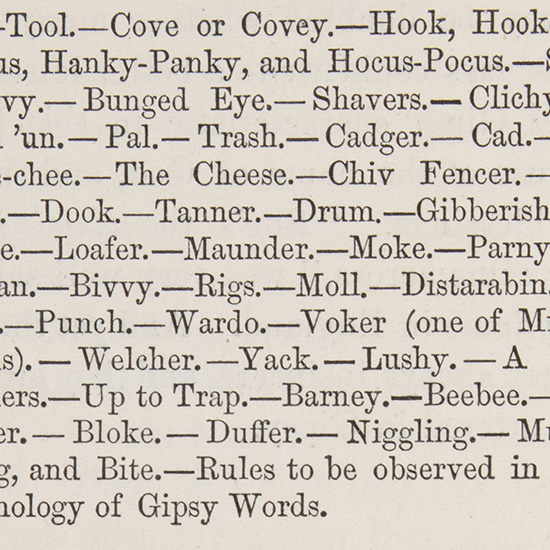 Long list of words starting with Cove or Covey - Hook, Hookey, and Walker, Hocus, Hanky-Panky, etc.