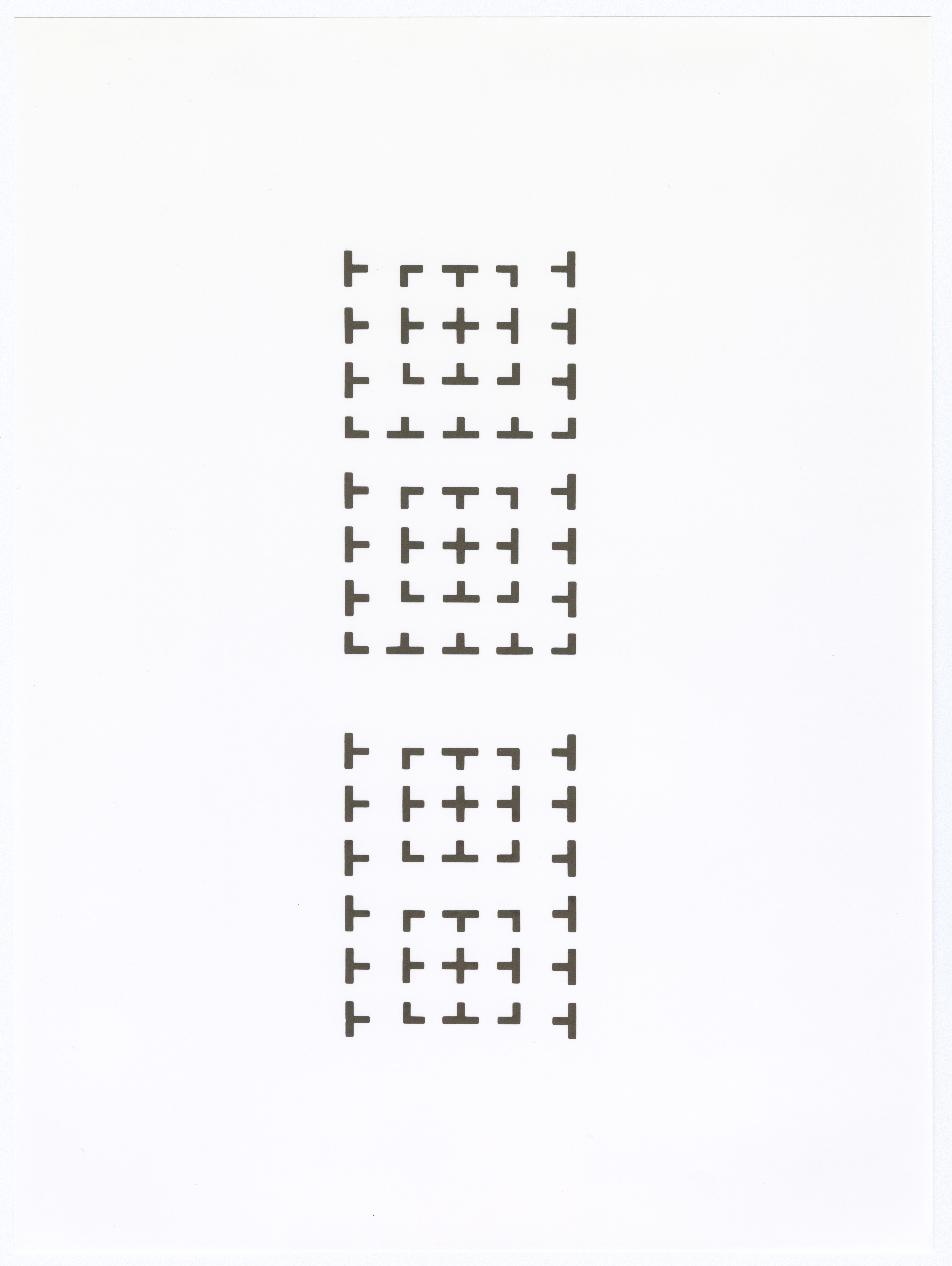 Image of the visual poem "Moonshot Sonnet," which uses no words. It is composed of the crosshatched grid of a Réseau plate from the Ranger 7 moon photographs in the octave and sestet of a Petrarchan sonnet.