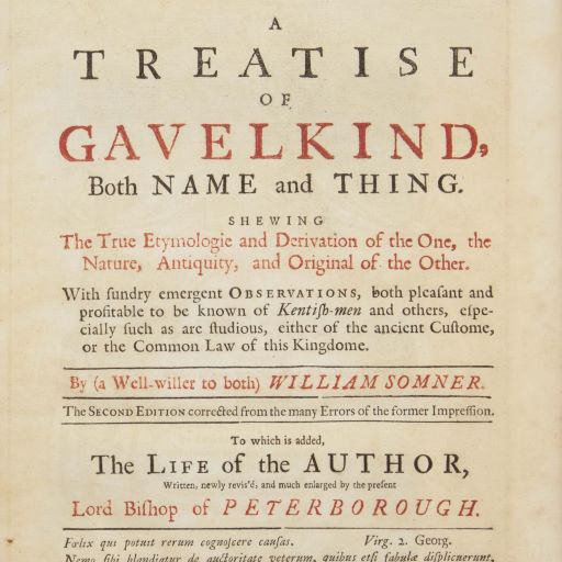 Detail of the title page of A Treatise of Gravelkind, with red and black printing