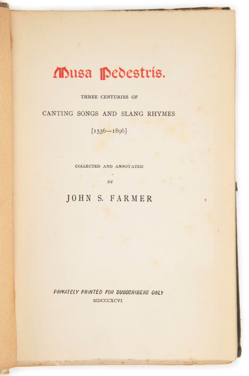Title page of Musa Pedestris by Johns S. Farmer