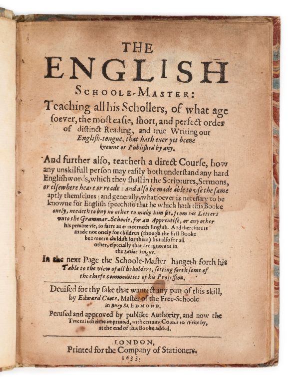 Title page of The English Schoolmaster, 1633