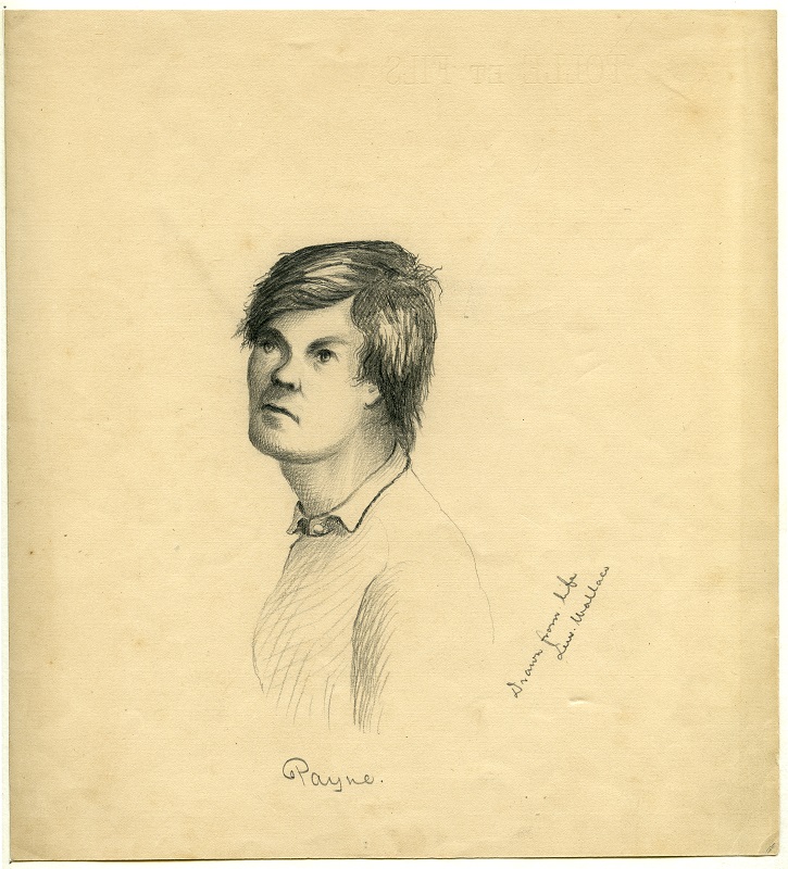 Archival scan of a pencil sketch of a young man.